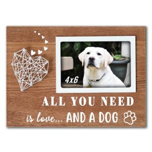 Dog Lovers Picture Frame with 3D String Heart